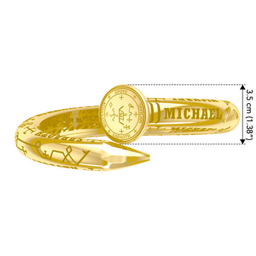 Sigil of the Archangel Michael Solid Yellow Gold Cuff Bracelet GBA280